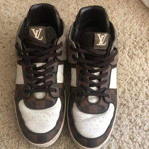 Louis Vuitton Damier Ebene Canvas And Brown Leather Lace Up High Top  Sneakers Size 40 Louis Vuitton